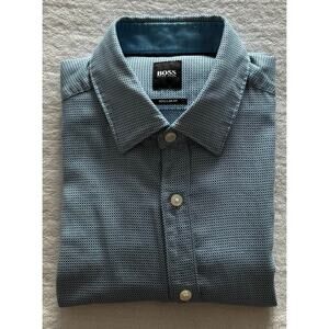 Boss Regular Fit Men's 100% Cotton L/S Dress Shirt Size S Blue